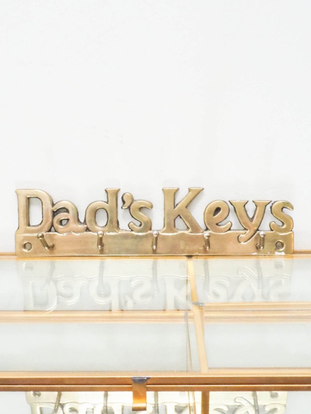 Vtg Brass 'Dad's Keys' Key Hook - 70s Office Decor - Gift For Dad Grandpa